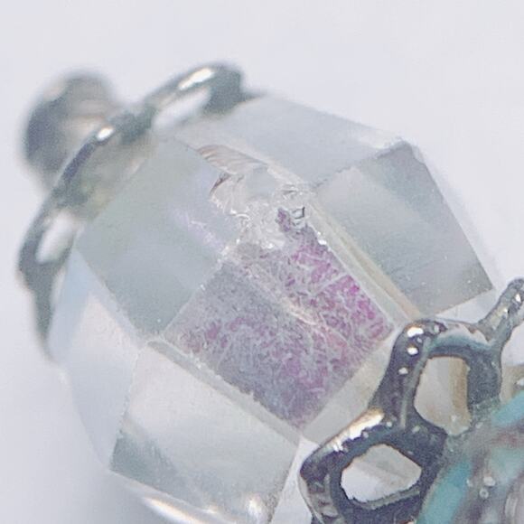 Vintage Mid Century Cloisonné Hat Pin AB Glass Beads Floral Stick Pin 1950s - Picture 15 of 16